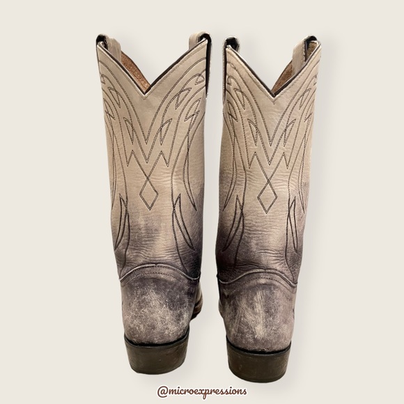 $499 Frye Billy Pull On Ombre Distressed Vintage Black White Western Cowboy Boot - Picture 8 of 13
